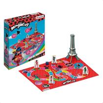 Brinquedo Jogo De Tabuleiro Com Torre Eiffel 3D Miraculous Ladybug Infantil +5 Anos 15 Peças Xalingo - 55043