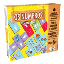 Brinquedo Jogo em Madeira para Aprender Números 2 em 1 Jogo da Memória e Dominó - Pais e filhos