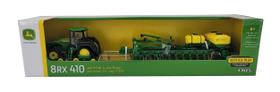 Brinquedo John Deere 8RX 410 com plantadeira 1775NT de 24 fileiras em escala 1/64