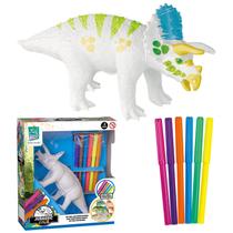 Brinquedo Jurassic Color Triceratops Dinossauro Com 6 Canetinhas - Super Toys Brinquedo Jurassic Color Triceratops Dinossauro Com 6 Canetinhas - Super Toys