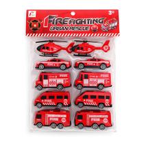 Brinquedo Kit 10 Carrinhos Bombeiro Vermelho Fire Fighting Brinquedo Kit 10 Carrinhos Bombeiro Vermelho Fire Fighting