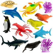 Brinquedo Kit 12 Lindos Animais Miniatura Fundo Do Mar Top