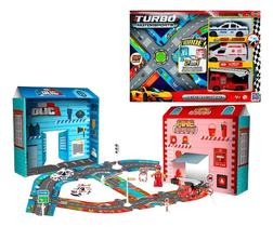 Brinquedo Kit 3 Veículos Resgate Pista De Montar Com Som