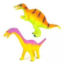 Brinquedo Kit 6 Dinossauros de Borracha Grande Colorido Brinquedo Kit 6 Dinossauros de Borracha Grande Colorido