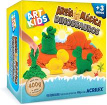 Brinquedo Kit Areia Mágica Dinossauros 400g Inclui 10 Moldes