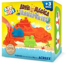 Brinquedo Kit Areia Mágica Transportes 200g Inclui 4 Moldes