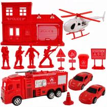 Brinquedo kit bombeiro caminhão quartel infantil completo