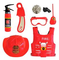 Brinquedo Kit Bombeiro Com Colete E Acessórios