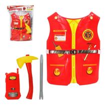 Brinquedo - Kit Bombeiro Com Colete + Machado + Radinho Vermelho Brinquedo - Kit Bombeiro Com Colete + Machado + Radinho Vermelho