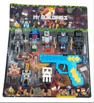 Brinquedo Kit Bonecos Minecraft Steve Creeper Esqueleto Armaduras