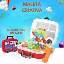 Brinquedo Kit Caixa de Ferramentas Criativa Infantil Monta Desmonta com Maleta Mini Parafusadeira Mais de 100 Peças