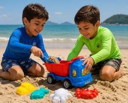 Brinquedo Kit Caminhão Infantil Praia Caçamba Com Acessórios 6 Peças Areia Brinquedo Kit Caminhão Infantil Praia Caçamba Com Acessórios 6 Peças Areia