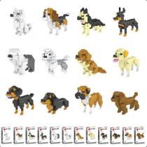 Brinquedo Kit Com 12 Mini Blocos de Montar Pet Dog Cachorrinhos Completo Com 12 Raças Colecionáveis Brinquedo Kit Com 12 Mini Blocos de Montar Pet Dog Cachorrinhos Completo Com 12 Raças Colecionáveis