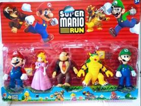 Brinquedo Kit com 5 Bonecos Mario e Luigi e Sua Turma