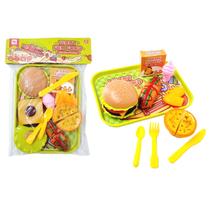 Brinquedo Kit Comidinha Hamburger Com 18 Peças