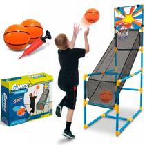 Brinquedo Kit Completo Cesta De Basquete Infantil 1,4M Basket Play Infantil Kit Aro Bola Bomba