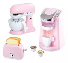 Brinquedo Kit Cozinha Gourmet Eletrodomésticos Infantil Rosa Importado