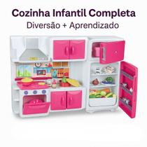 Brinquedo Kit Cozinha Infantil Completa Geladeira Fogao Rosa Brinquedo Kit Cozinha Infantil Completa Geladeira Fogao Rosa