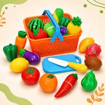 Brinquedo Kit De Comidinhas Cesta Com Legumes E Frutas Feirinha Infantil + Faca E Tábua Brinquedo Kit De Comidinhas Cesta Com Legumes E Frutas Feirinha Infantil + Faca E Tábua