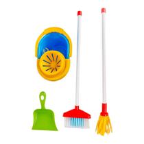 Brinquedo kit de limpeza infantil my cleaning maral vassoura-esfregão-pá-balde