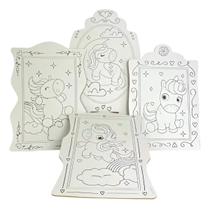 Brinquedo Kit de Pintura Infantil Cavalete Avental unicórnio