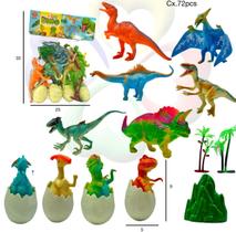 Brinquedo kit dinossauros 12 peças com ovos e floresta Brinquedo kit dinossauros 12 peças com ovos e floresta