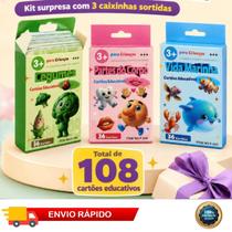 Brinquedo Kit Educativo Infantil Tema Sortido 3 Caixinhas com 36 Cartões Cada Total 108 Cards Aprenda Brincando Estimula Memória e Criatividade Brinquedo Kit Educativo Infantil Tema Sortido 3 Caixinhas com 36 Cartões Cada Total 108 Cards Aprenda Brincando Estimula Memória e Criatividade