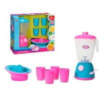 Brinquedo Kit Liquidificador com Manivela, Espremedor e Copos Realista Infantil Menina Criança