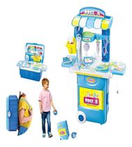 Brinquedo Kit Maleta Médica 31 Peças Com Rodas - Azul J24225