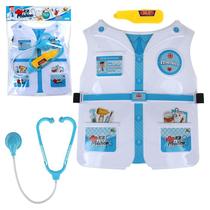 Brinquedo Kit Medico Colete Enfermeiro Com Estetoscópio e Acessórios Infantil