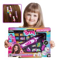 Brinquedo Kit Miçangas Cabelo Menina Tererê Trança Com Aplicador Brinquedo Kit Miçangas Cabelo Menina Tererê Trança Com Aplicador