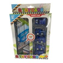 Brinquedo Kit Mini Carrinhos Bombeiros e Policia com Tapete Mapa Q Toy Cars