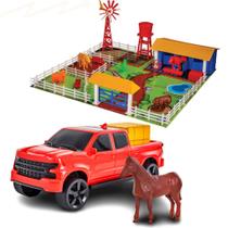 Brinquedo Kit Pick up com Cavalo e Fazendinha de Montar