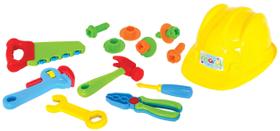 Brinquedo Kit Super Ferramentas Infantil Com Capacete 15 Peças Maral Colorido