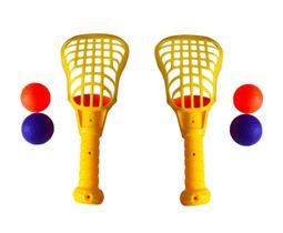 Brinquedo Lacrosse Com 2 Raquetes + 4 Bolas Divertido