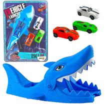 Brinquedo Lançador de carros com 3 carrinhos Tubarão shark