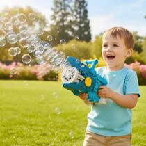 Brinquedo Lançador Solta Muitas Bolhas Tubarão Bubble Gun Azu Original