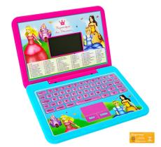 Brinquedo Laptop 60 Atividades Bilingue Princesas DM Toys Educativo Interativo Recreativo