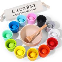 Brinquedo Lasoba Bolas Arcoíris em Copos - Montessori de Classificação de Cores Brinquedo Lasoba Bolas Arcoíris em Copos - Montessori de Classificação de Cores