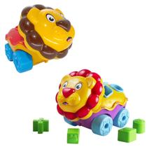 Brinquedo Leão Didático Bloquinhos Formas Geométricas Lion P/Bebês Bs Toys Cores Sortidas