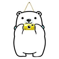 Brinquedo Lousa Animada Urso Polar 40cm Em MDF Com Caneta Com Apagador +3 Anos Paper Toy