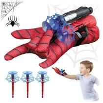Brinquedo Luva Spider Lança Teia de Aranha Lançadora com Corda Diversão Infantil Herói Faz de Conta Lançador de Dardos Com Ventosa Alcance 5 Metros