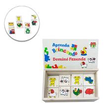 Brinquedo Madeira Dominó Animais Fazenda Bichinho Educativo Brinquedo Madeira Dominó Animais Fazenda Bichinho Educativo
