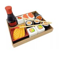 Brinquedo madeira Montessori Comidinhas Kit Sushi - New Art