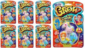 Brinquedo Magic Grow JA-RU Friends (pacote com 6, 3 brinquedos cada) para crianças