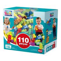 Brinquedo Mais Blocos Coloridos Montar Encaixa Grande 110pçs Brinquedo Didatico Educativos Pedagogico