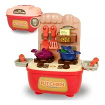 Brinquedo Maleta Cozinha Infantil Rosa de 19 Peças