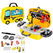 Brinquedo Maleta De Ferramentas Infantil Kit Com 24 Peças Vira Ônibus com Rodinhas