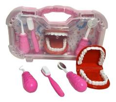 Brinquedo Maleta Dentista Infantil Acessorios Rosa ou Verde