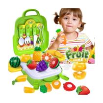 Brinquedo Maleta Infantil 3 em 1 Frutas e Vegetais Didática